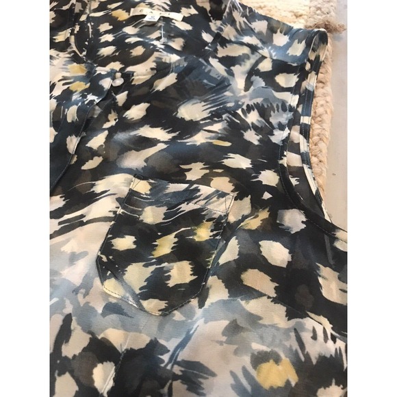 CAbi Blue Avery Tunic Sleeveless Button Front Top Sheer Blouse 416 Abstract Sz M - Picture 5 of 9